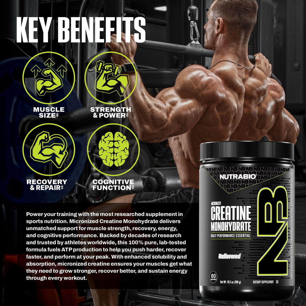 NutraBio cucharilla con porción de creatina para dosificación precisa