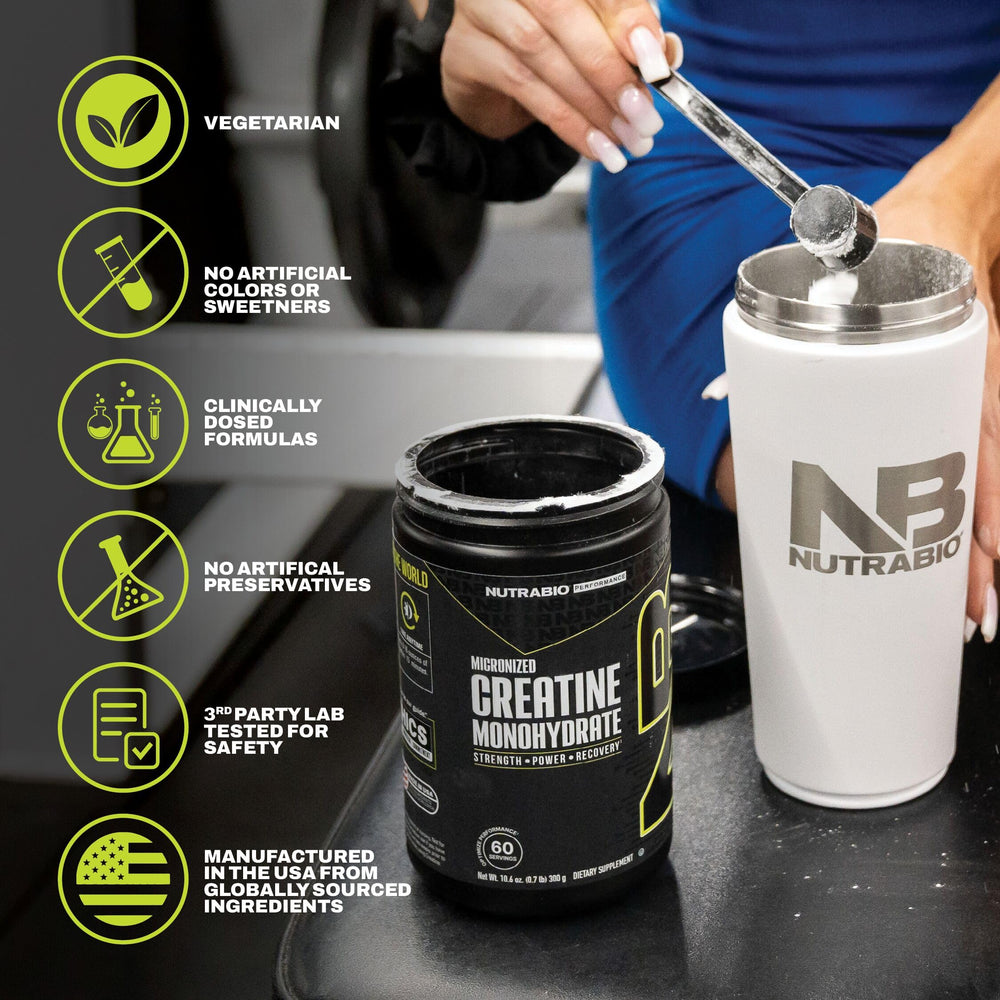 NutraBio suplemento siendo usado antes y después de entrenamiento intenso