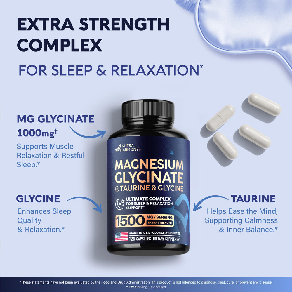NUTRAHARMONY frasco en dormitorio sugeriendo uso nocturno relajante