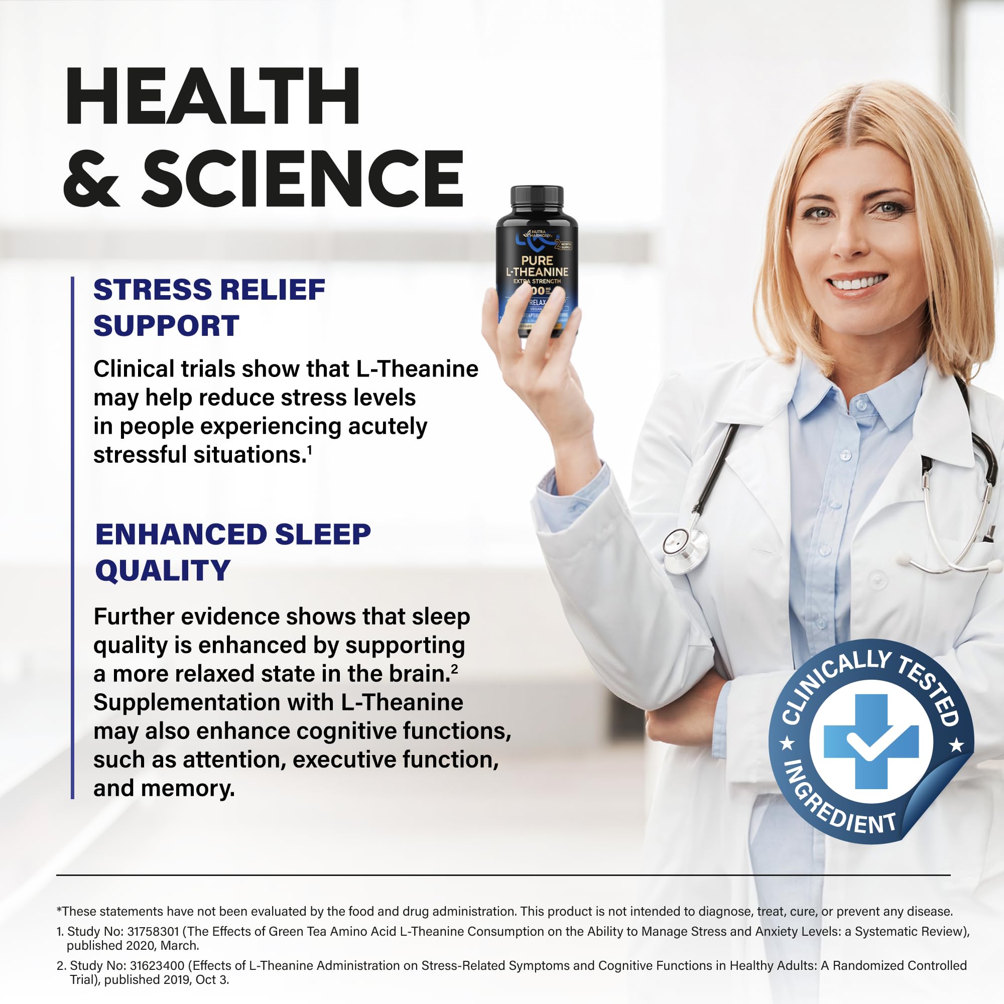 NUTRAHARMONY cápsula en mano para mostrar tamaño y dosificación