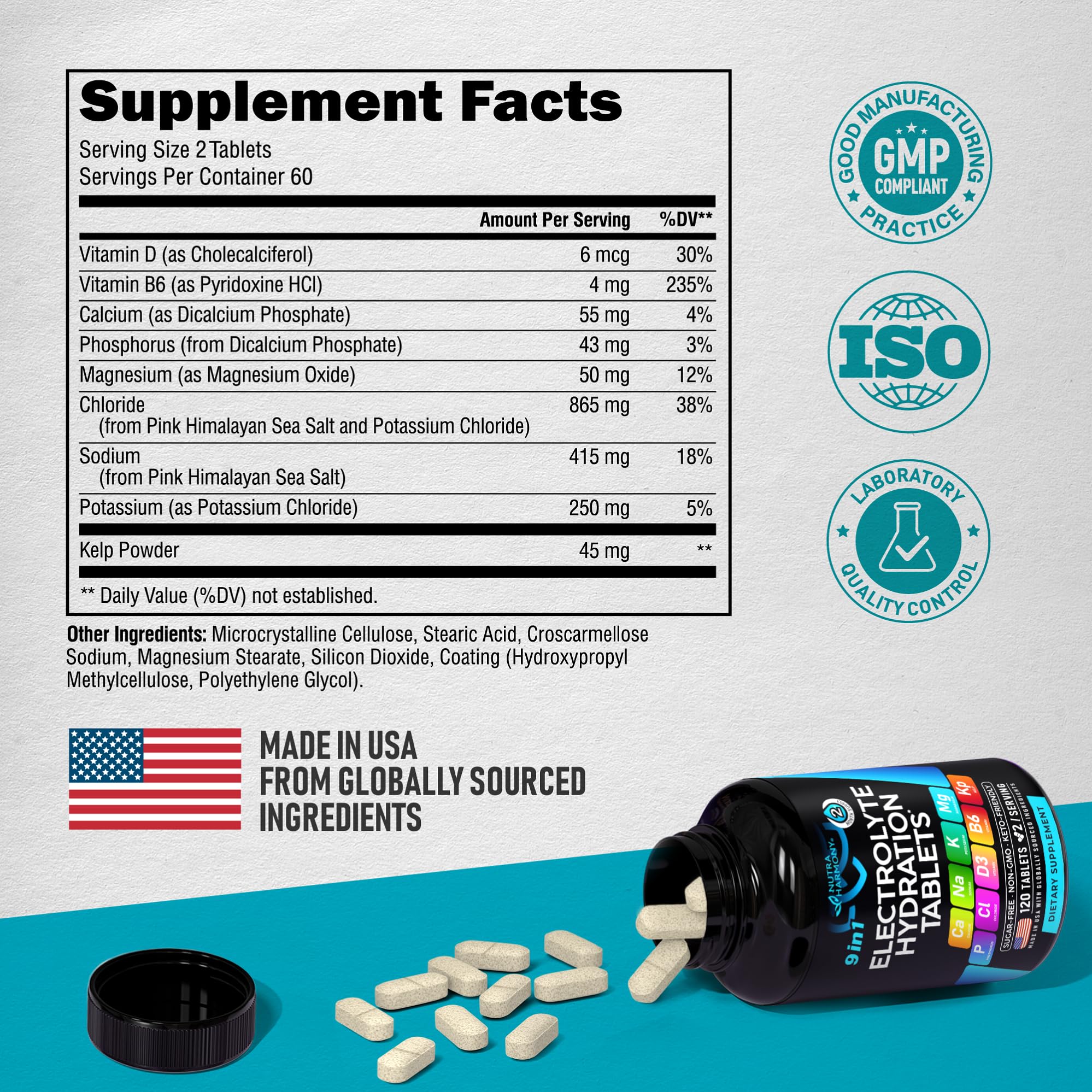 NUTRAHARMONY comparación de tamaño de tableta en la palma para escala precisa