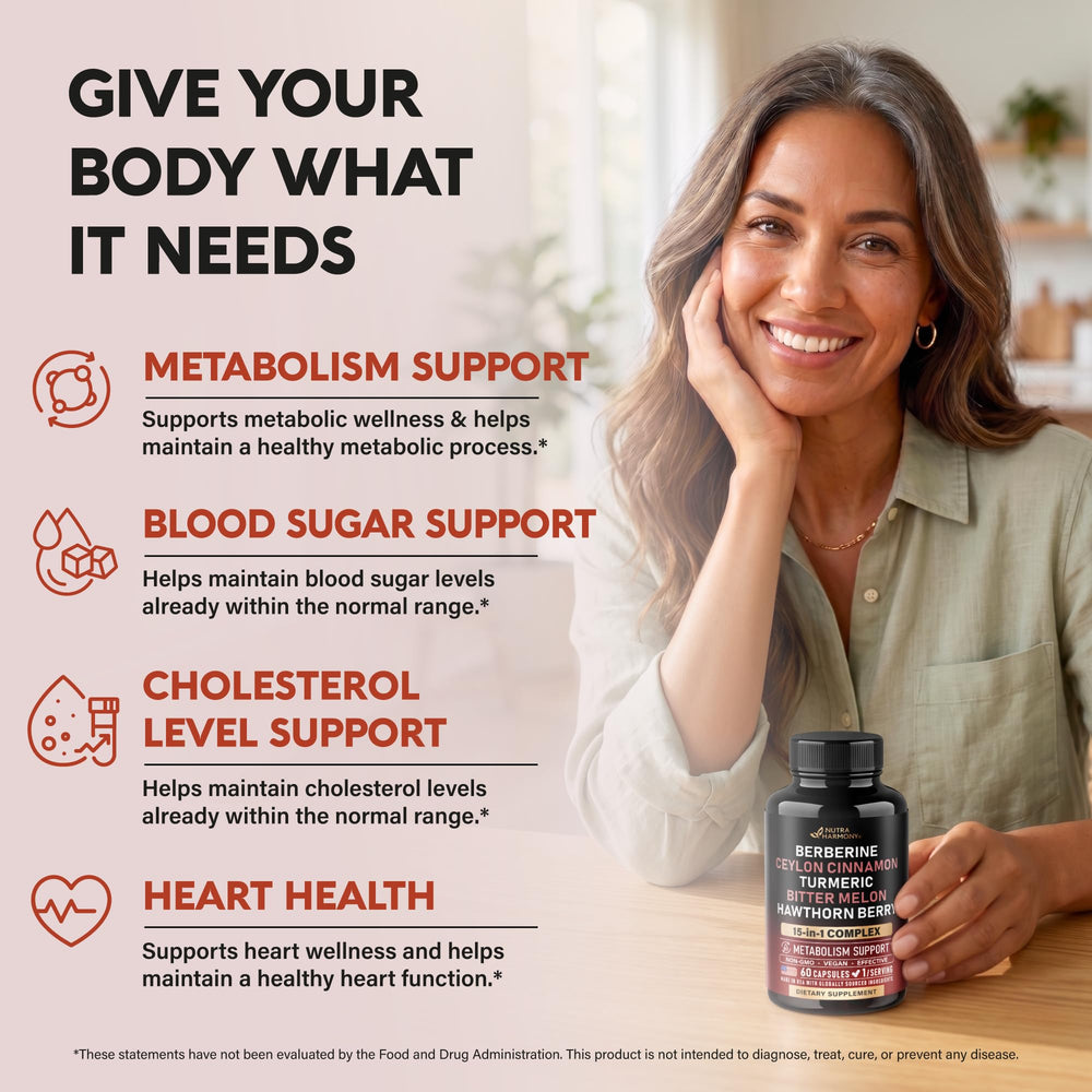 NUTRAHARMONY detalle de la etiqueta destacando ingredientes clave y calidad