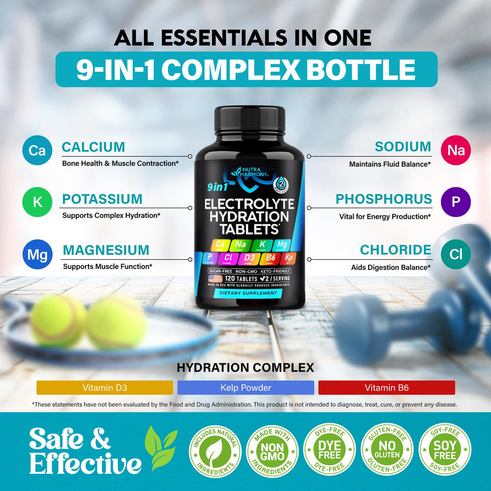 NUTRAHARMONY frasco abierto con 120 tabletas para almacenamiento práctico