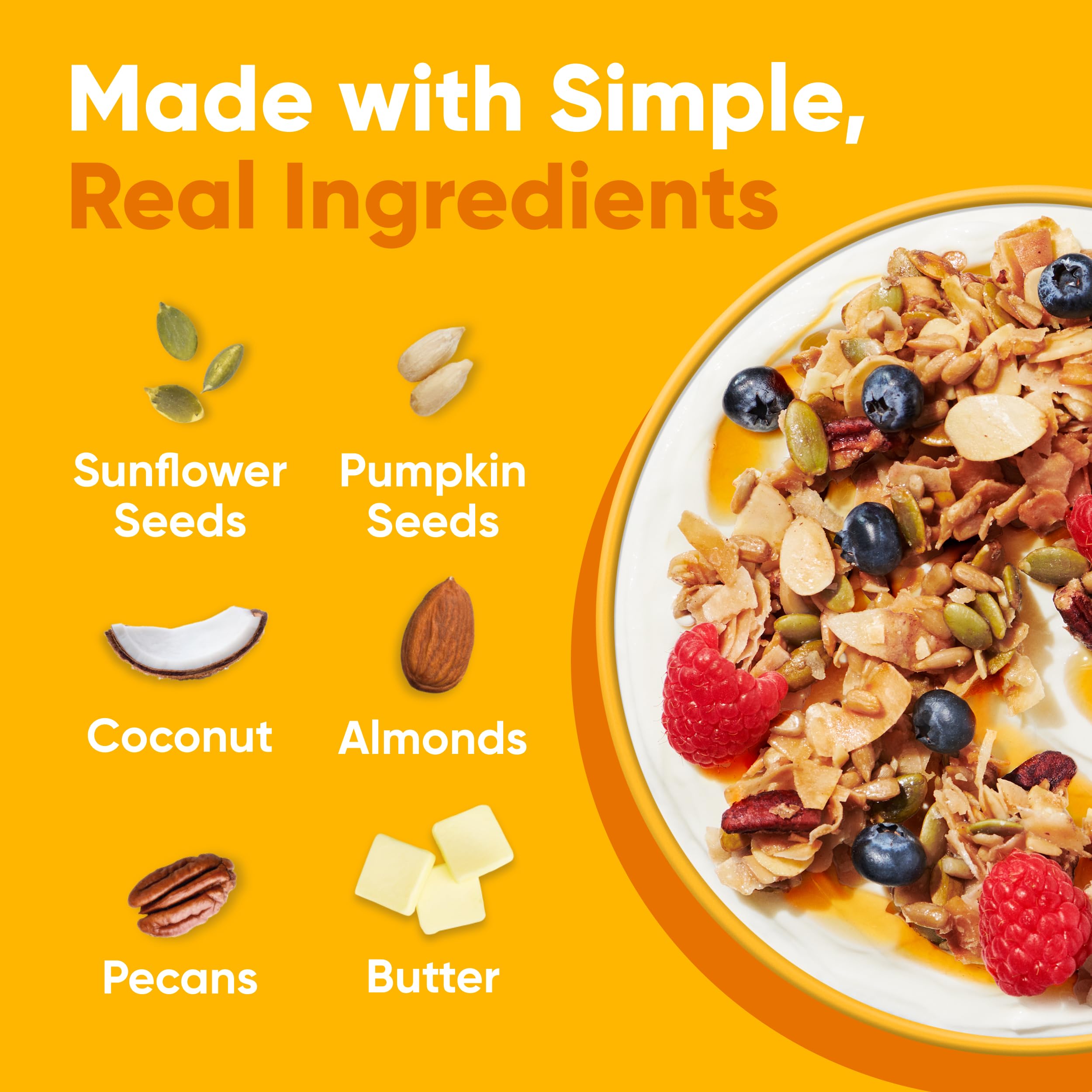 NuTrail granola en tazón con leche vegetal lista para un desayuno keto equilibrado