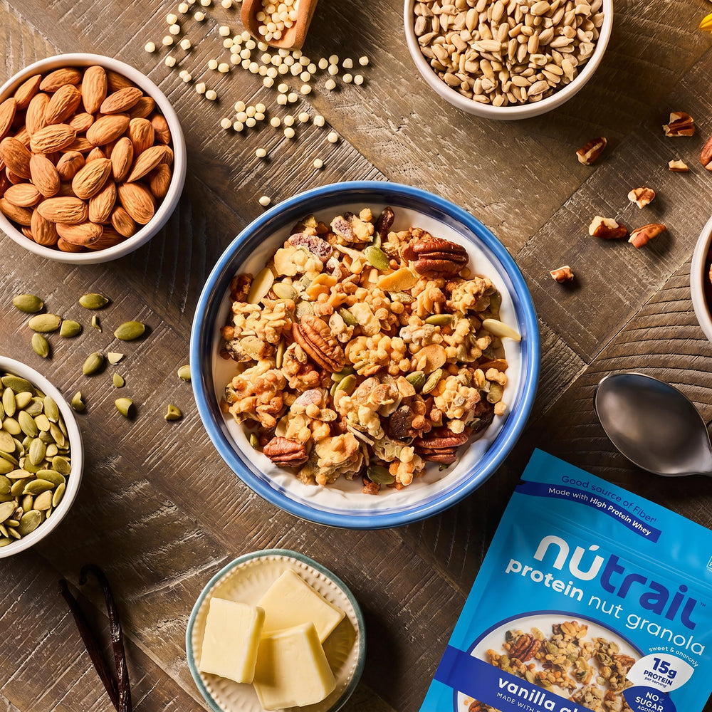 NuTrail bolsa de granola dentro de mochila, ideal para snacking en aventura