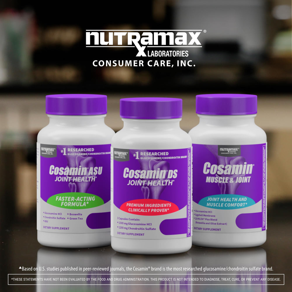 Nutramax Cosamin DS en contexto activo con zapatillas para movilidad y bienestar