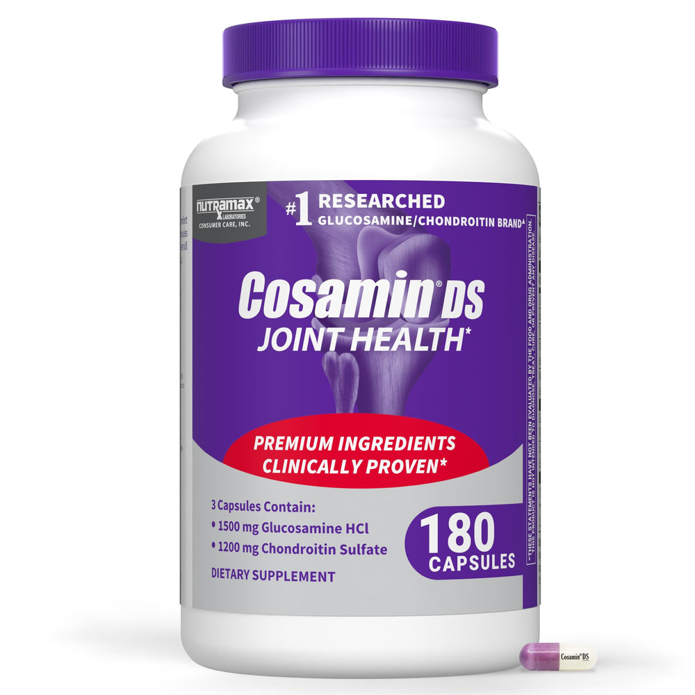 Nutramax Cosamin DS vista frontal mostrando el envase y beneficio de soporte articular