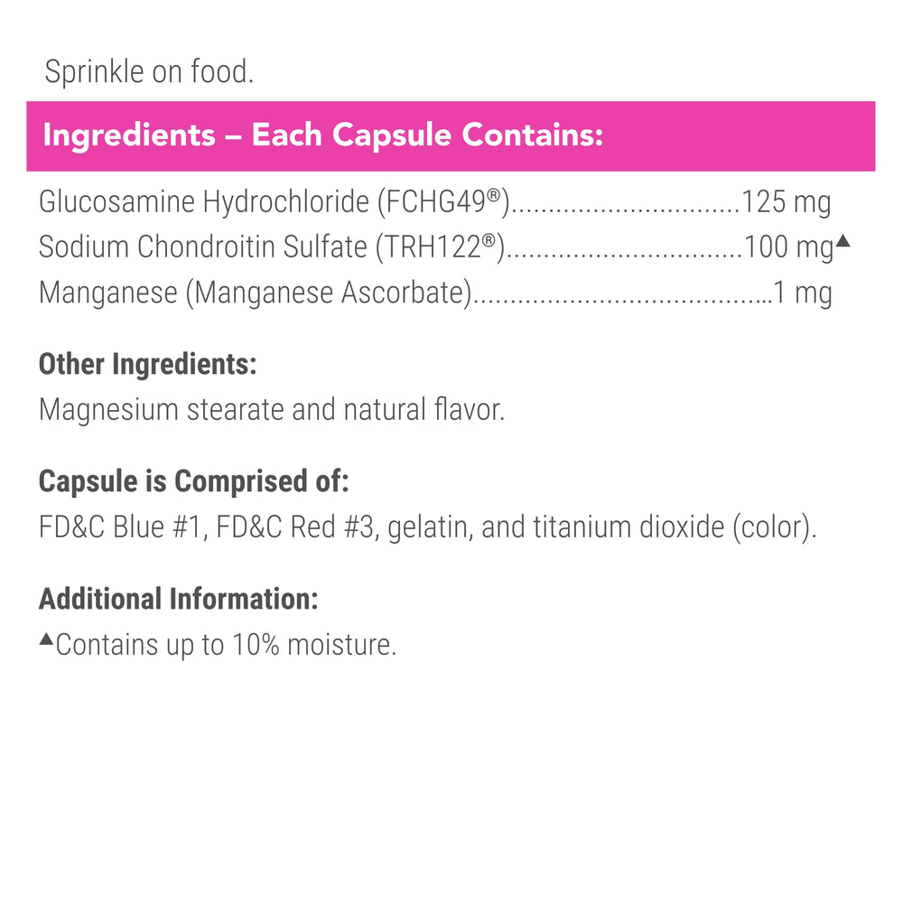 Nutramax Cosequin comparación tamaño de cápsula muestra la porción exacta