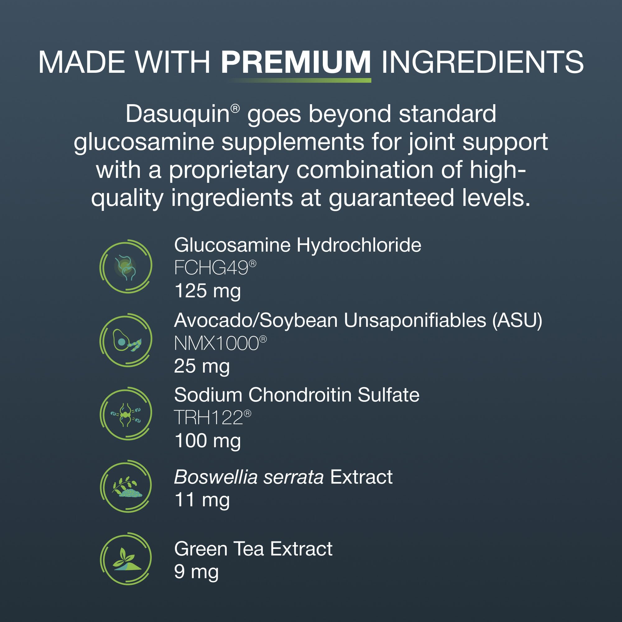 Nutramax Dasuquin held in hand showing capsule size and scale