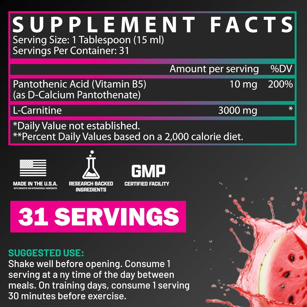 Detalle del líquido Nutrex Research L Carnitine 3000 y su textura sin grumos