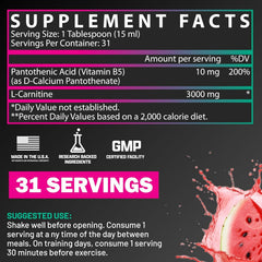 Detalle del líquido Nutrex Research L Carnitine 3000 y su textura sin grumos