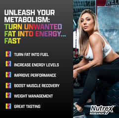 Nutrex Research persona tomando L Carnitine 3000 antes de entrenar, energía inmediata