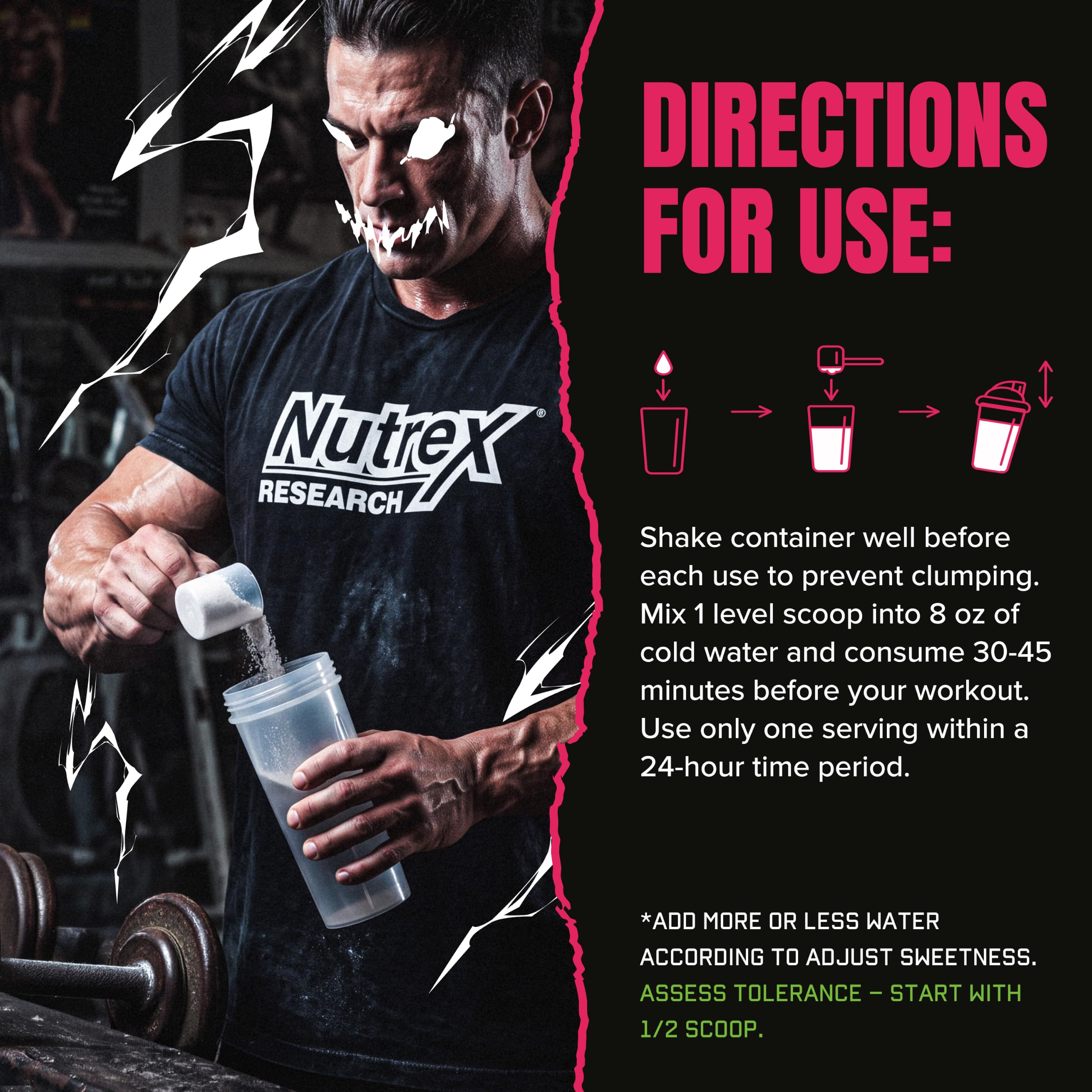 Nutrex Research Outrage etiqueta e ingredientes clave en primer plano