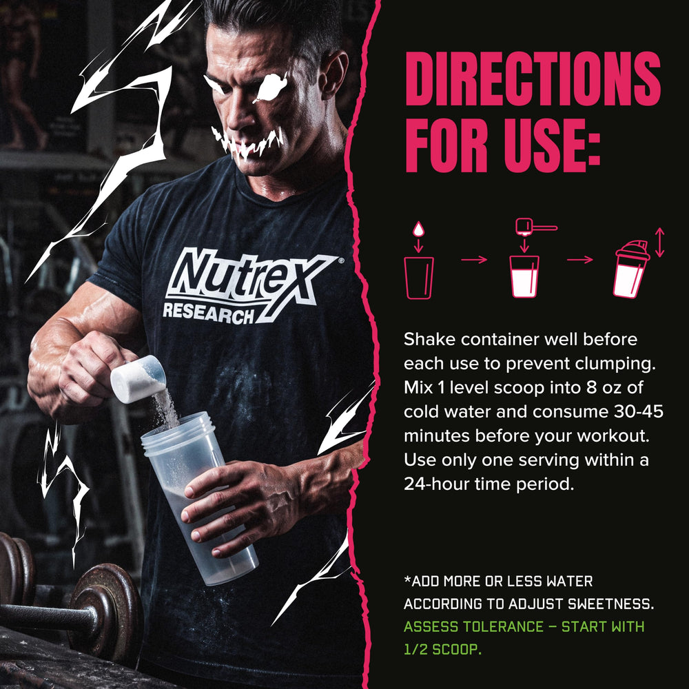 Nutrex Research Outrage etiqueta e ingredientes clave en primer plano