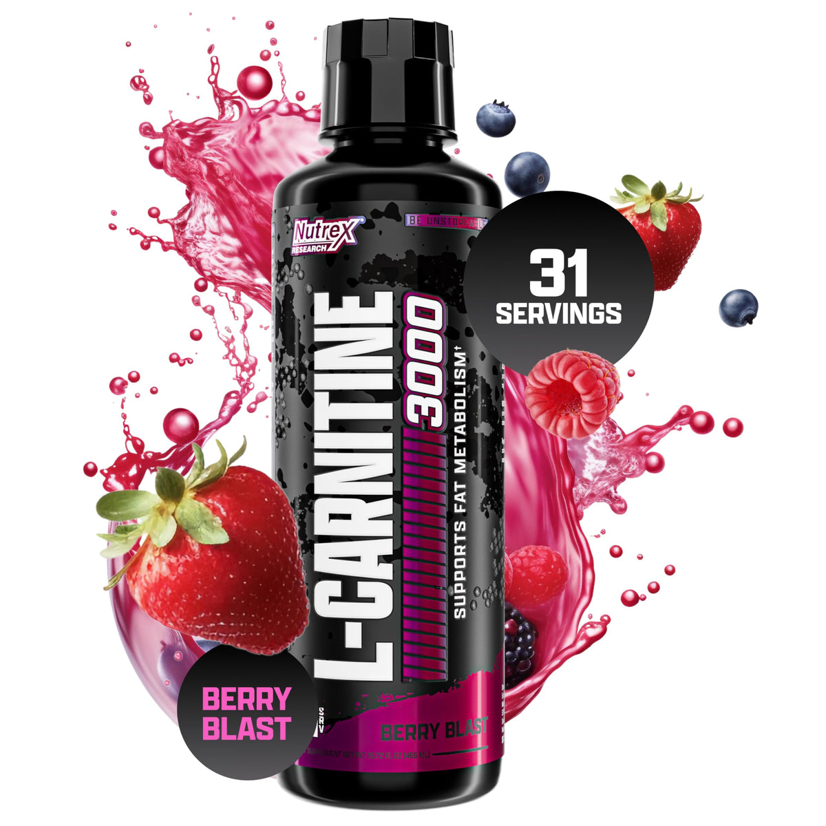Nutrex Research botella frontal mostrando diseño y porciones