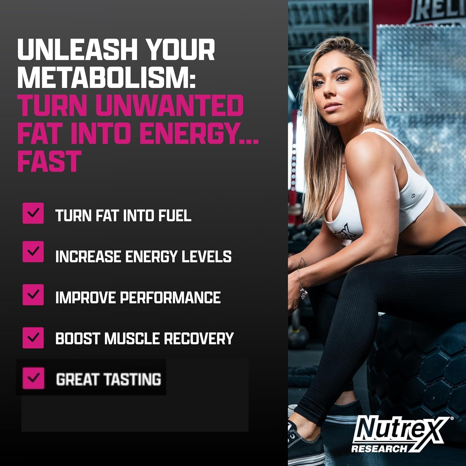 Nutrex Research botella junto a objetos que muestran escala del envase
