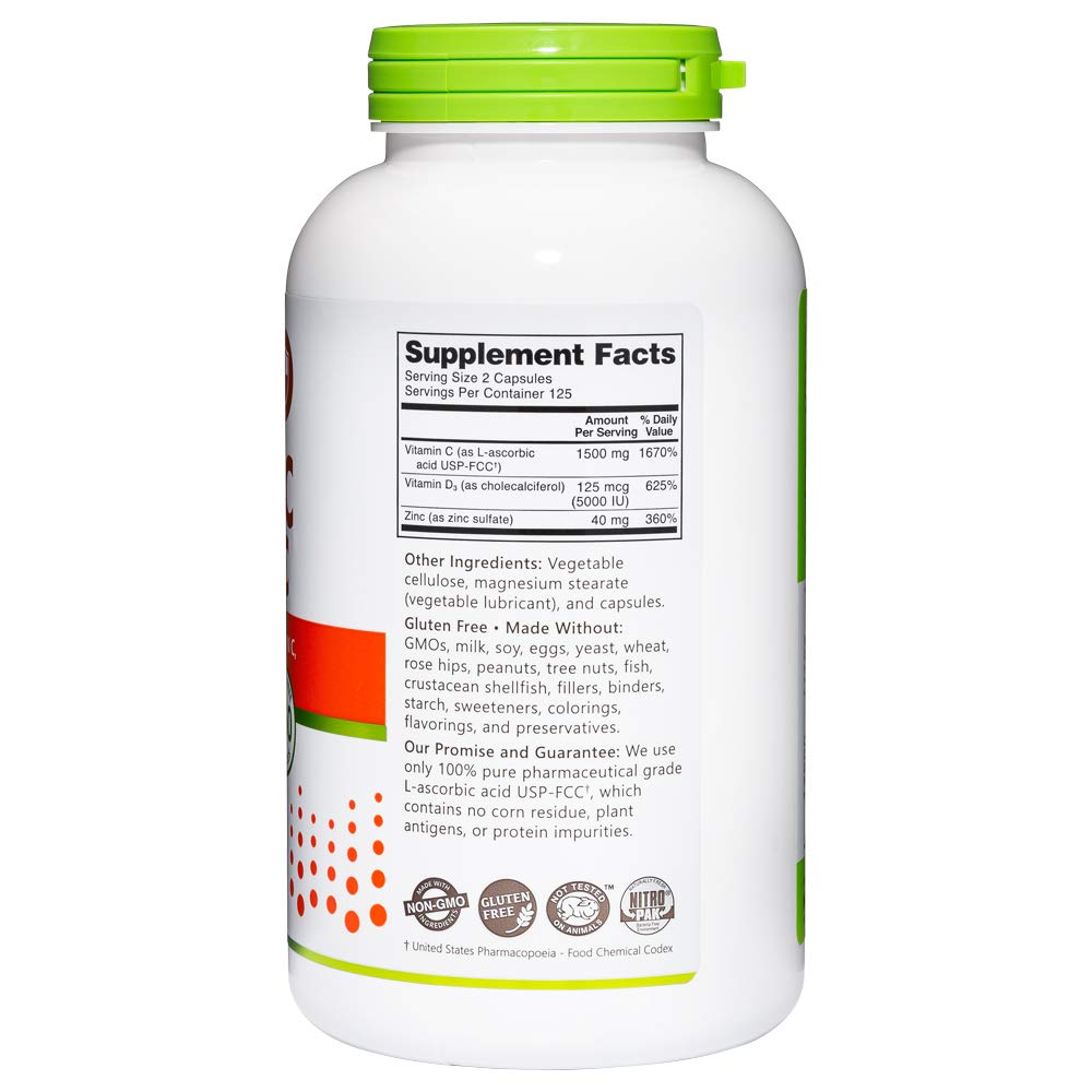 NutriBiotic representación de vitamina C D3 y zinc para entender ingredientes