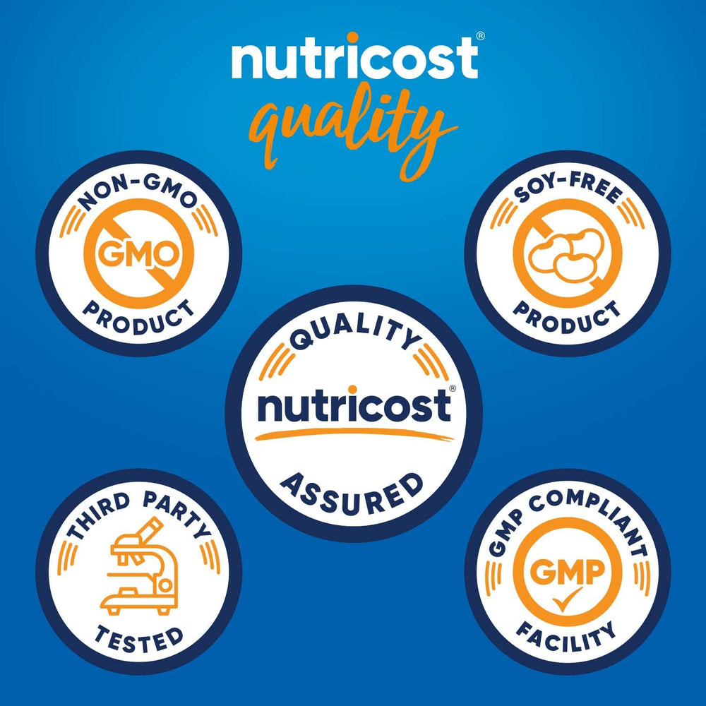 Nutricost cápsulas sobre superficie mostrando textura y tamaño