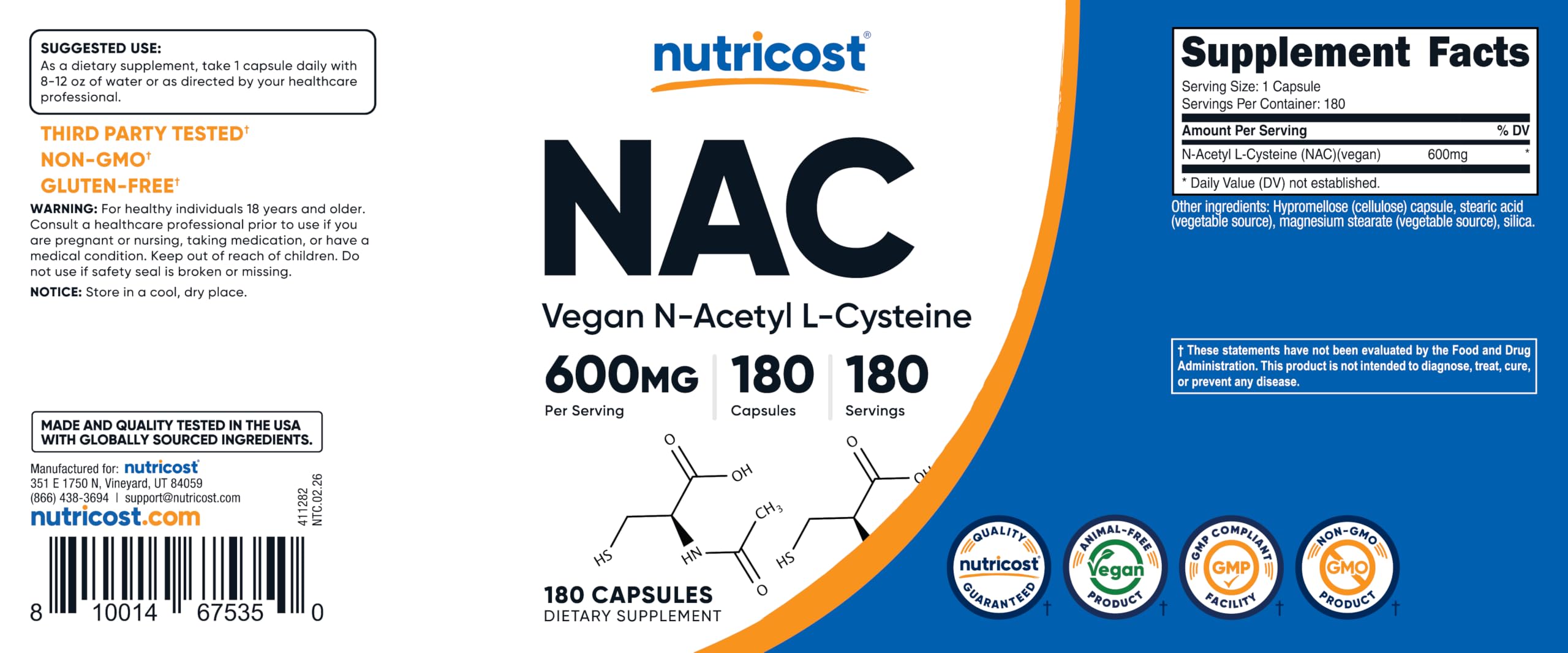 Nutricost cápsulas sobre fondo natural, opción vegana y sin gluten