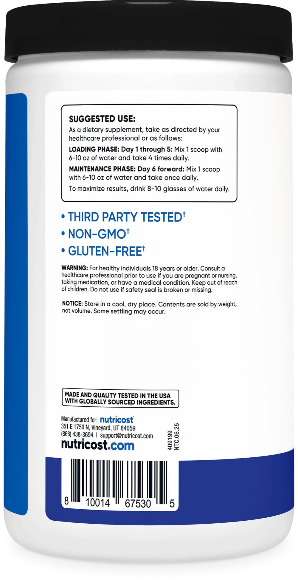 Nutricost creatine mixing in water demonstrating smooth blend and quick preparation