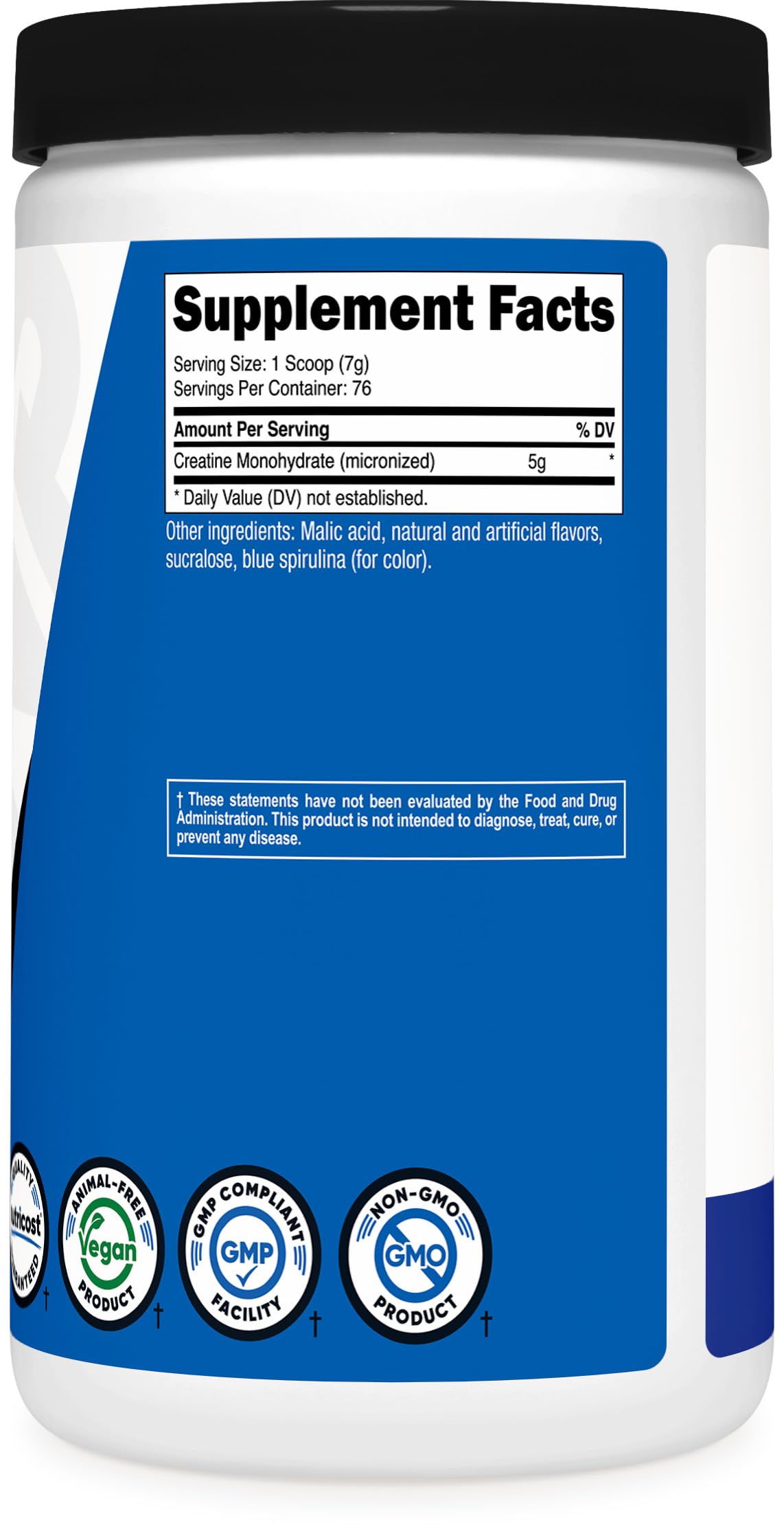 Nutricost tub beside a hand showing scale and portable 500 g convenience