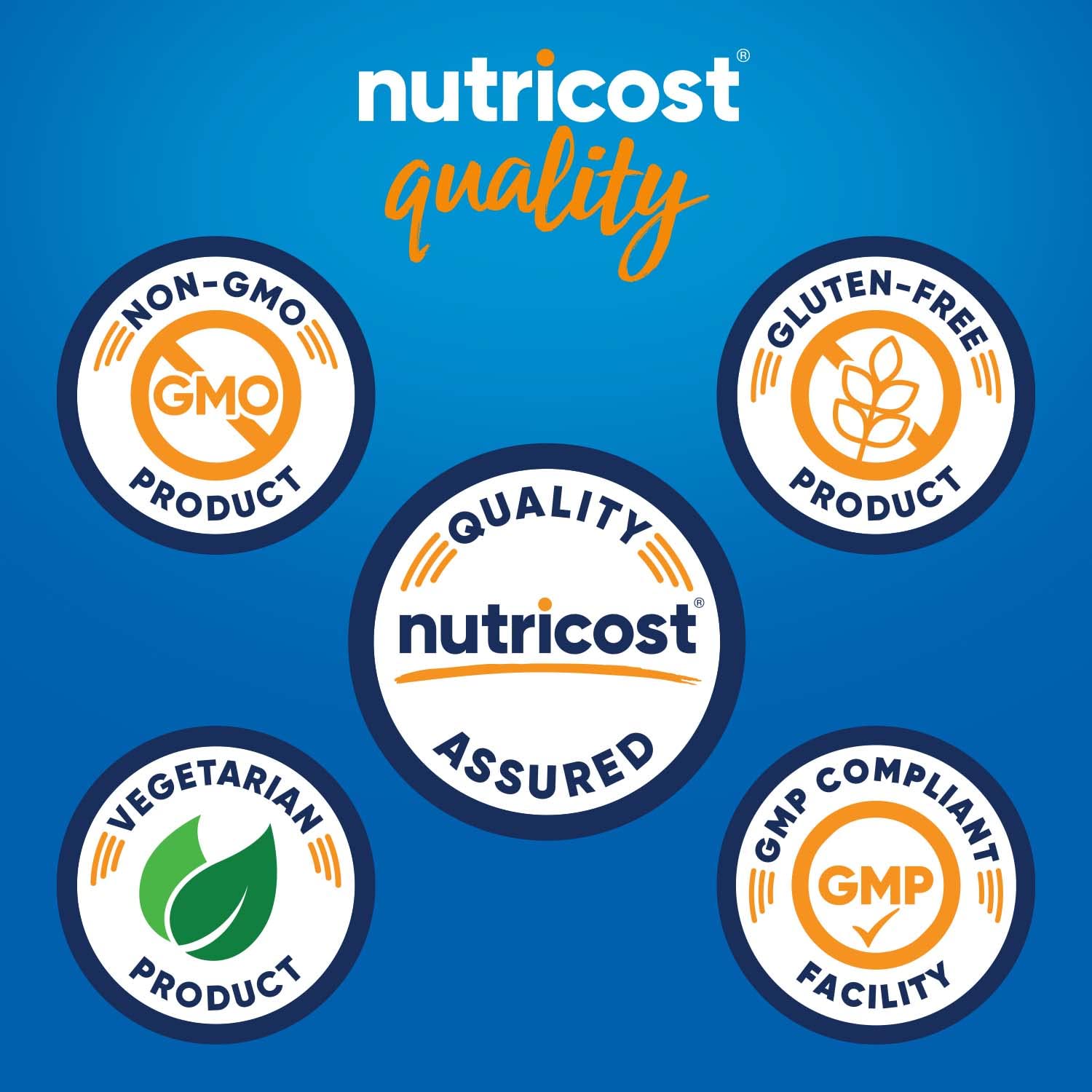 Nutricost detalle de la etiqueta que destaca 5 g por porción y certificaciones