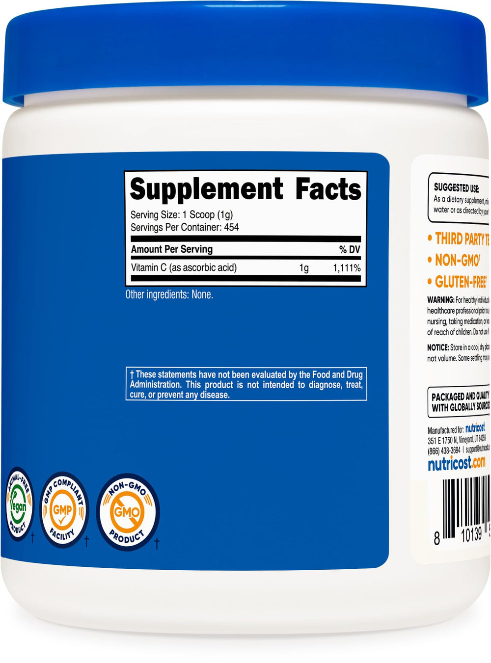 Nutricost etiqueta nutricional visible que garantiza información transparente del producto