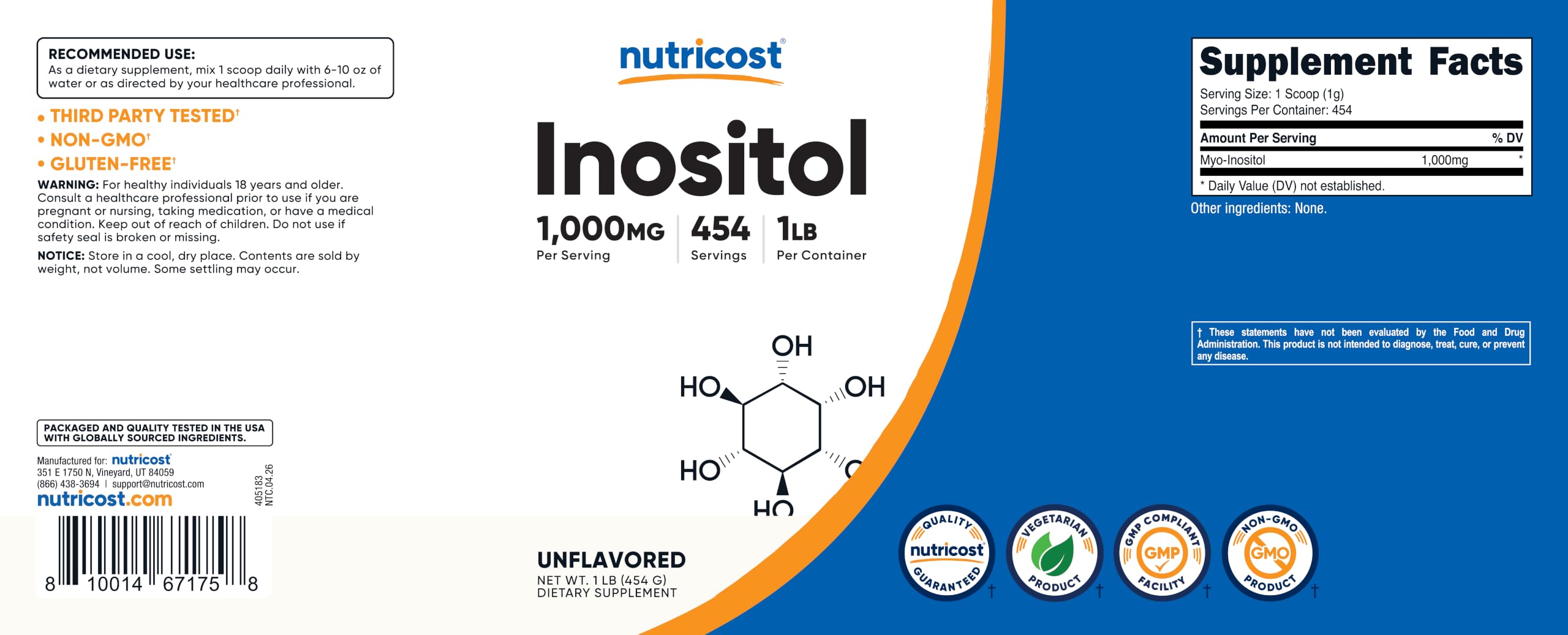 Nutricost comparación de tamaño del envase para valorar cantidad