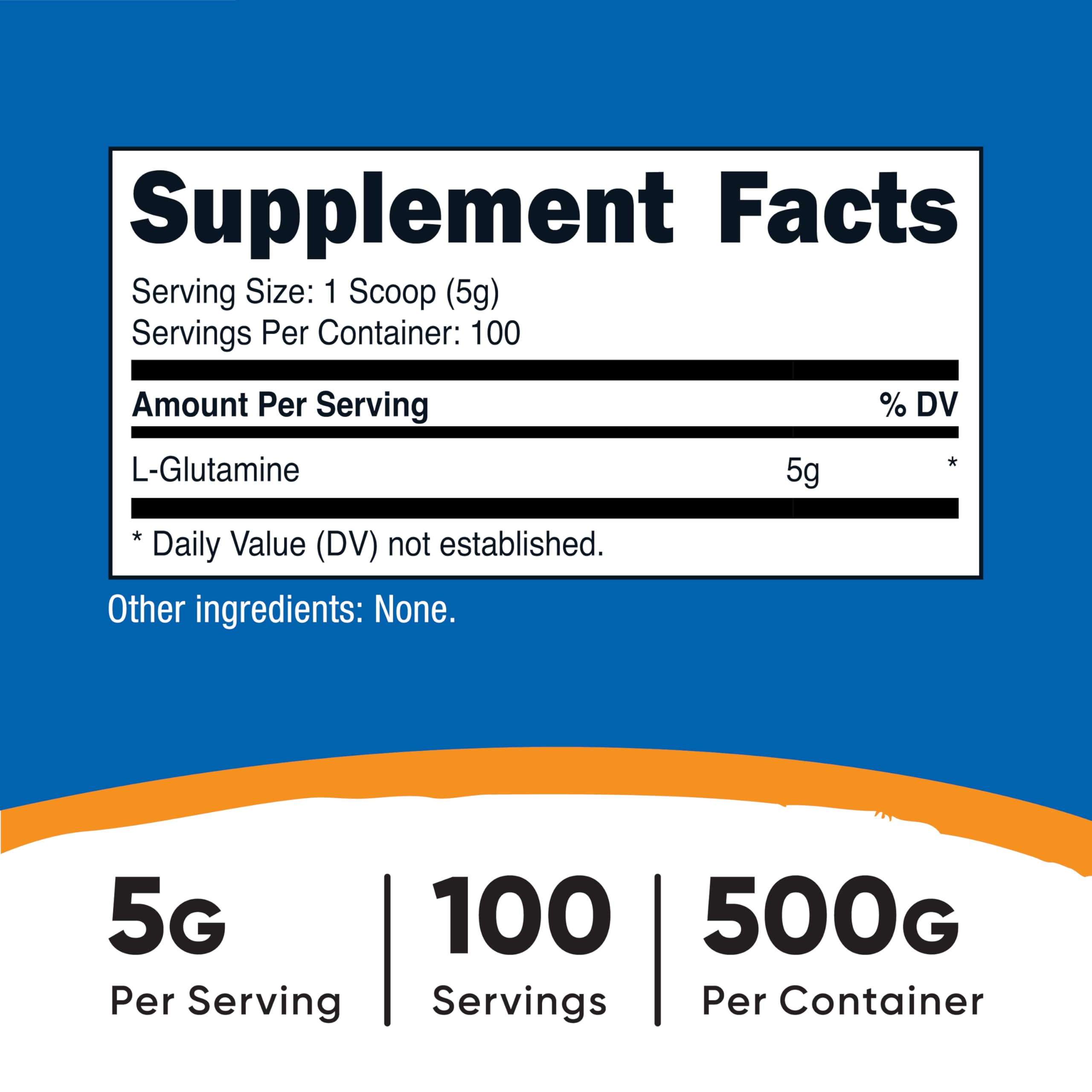 Nutricost primer plano del polvo de L-Glutamine destacando textura fina y mezcla fácil