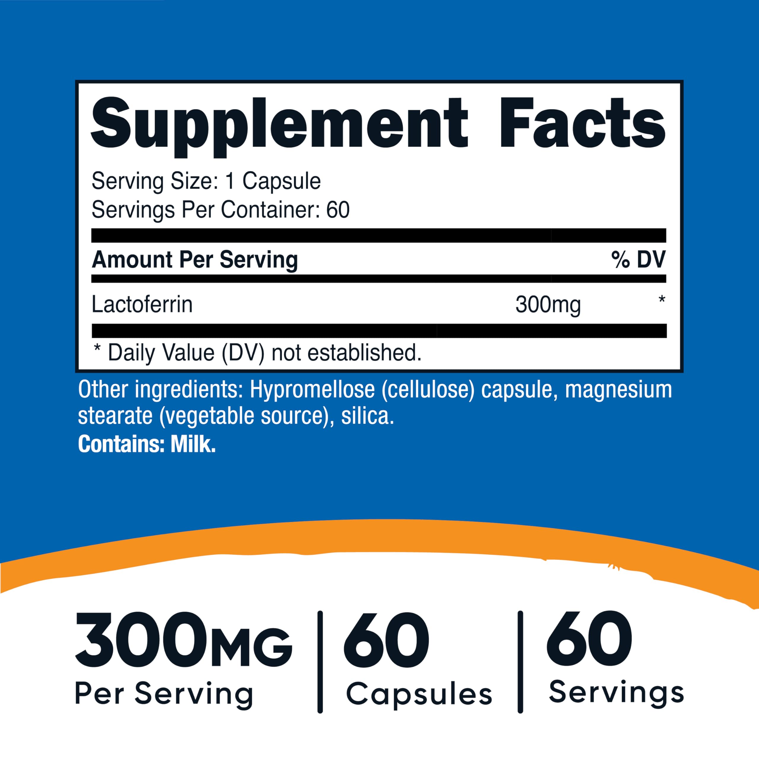 Nutricost lactoferrin primer plano de una cápsula para apreciar textura y tamaño