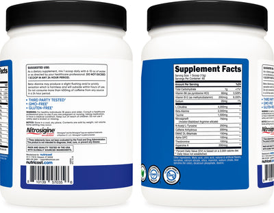Nutricost mixed drink in glass showing vivid blue raspberry flavor and easy drinking