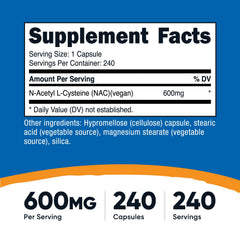 Nutricost close-up of a single vegetarian NAC capsule highlighting clean texture