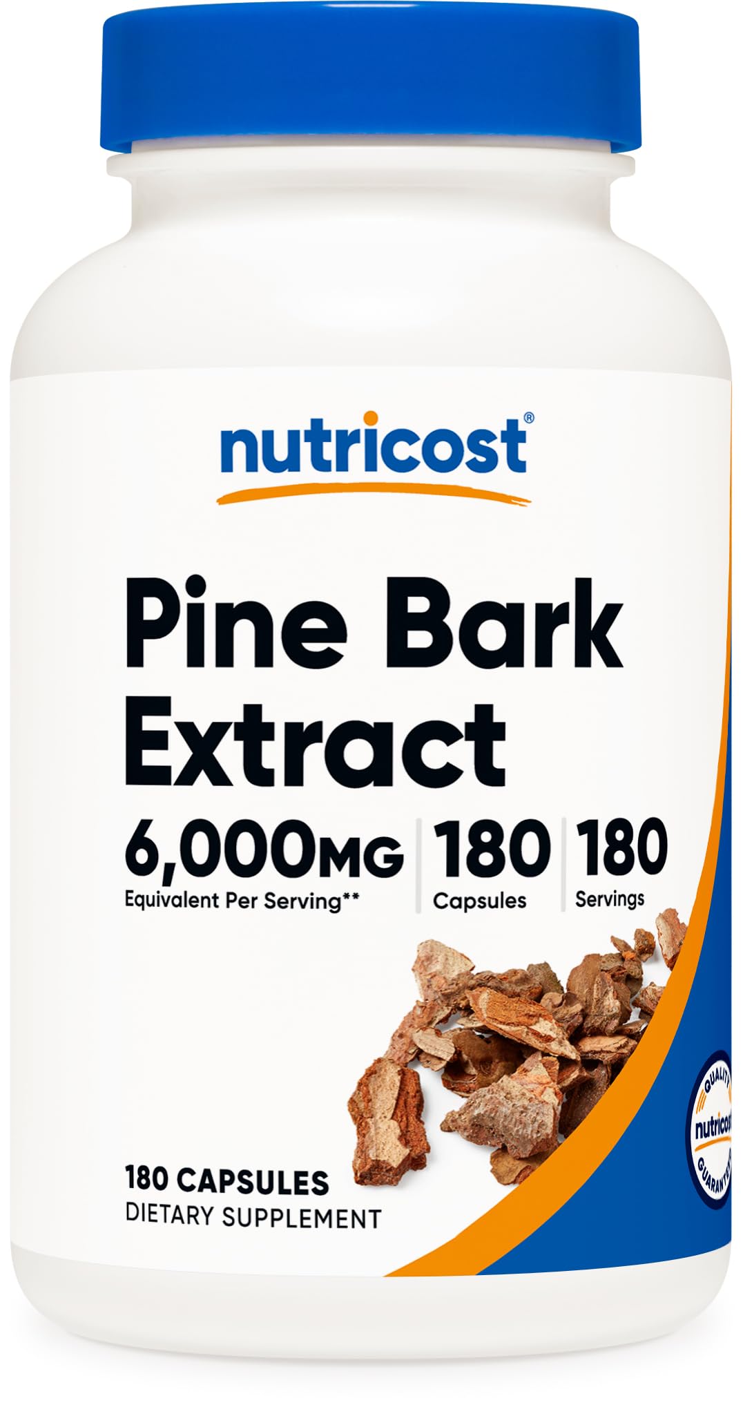 Nutricost frasco frontal con 180 cápsulas, presentación clara y conveniente