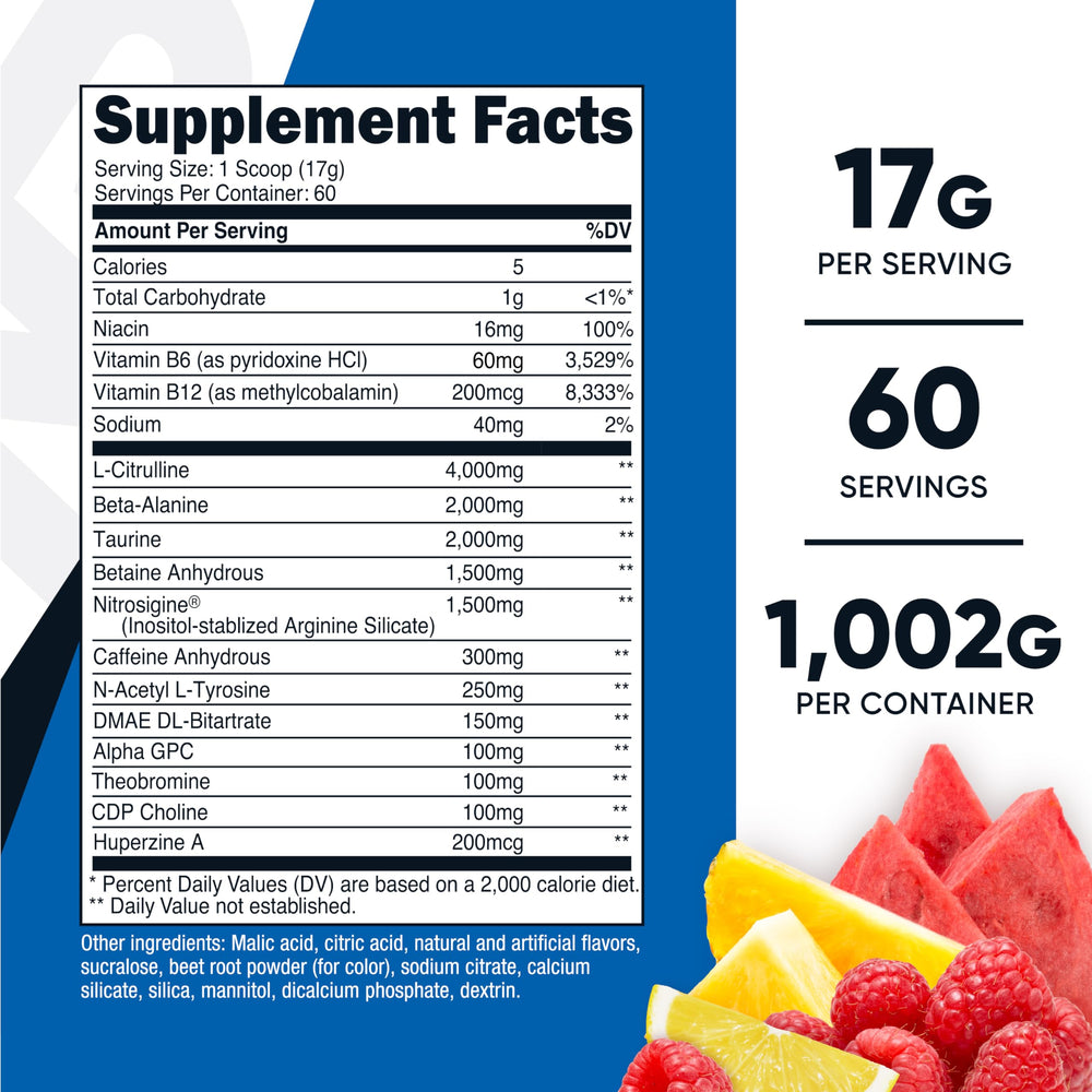 Nutricost Pre-X Xtreme polvo en cuchara textura fina y solubilidad visible