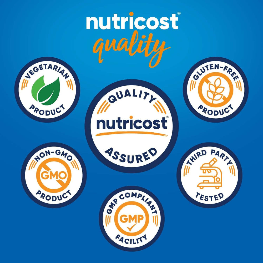 Nutricost open bottle with capsules spilling, showing convenient daily supply
