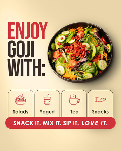 Nutrient Elements goji berries on a breakfast table with oatmeal to inspire daily use