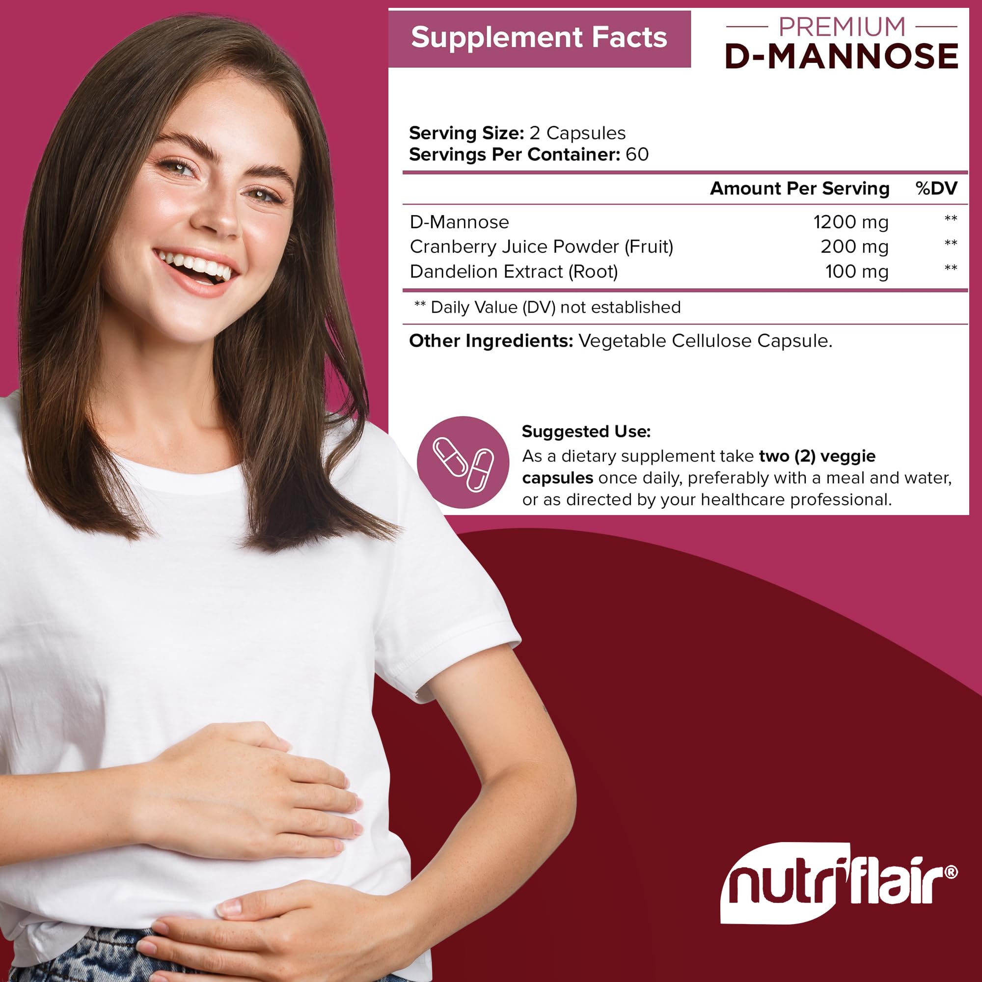 NutriFlair cápsulas en mano para comparar tamaño y dosificación