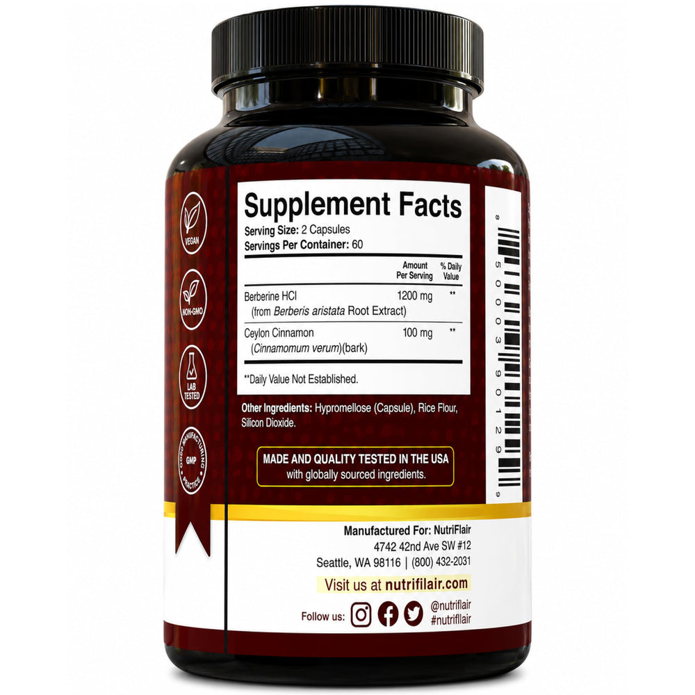NutriFlair sello GMP y empaque certificando control de calidad