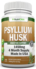 NutriONN frasco frontal de Psyllium Husk con información visible y confianza