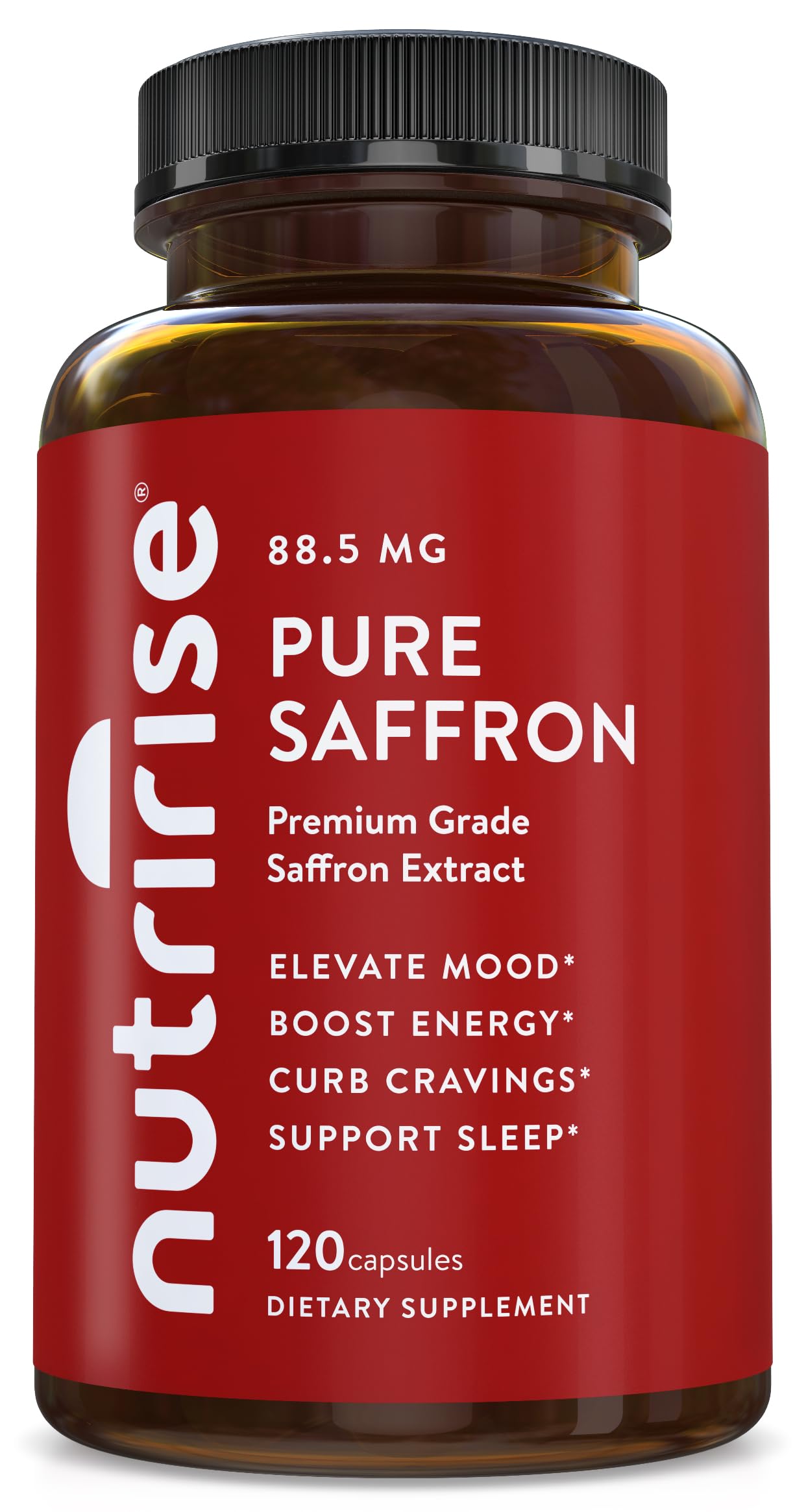NutriRise frasco frontal mostrando etiqueta y duración del suministro