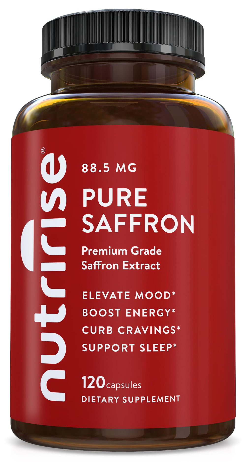 NutriRise frasco frontal mostrando etiqueta y duración del suministro