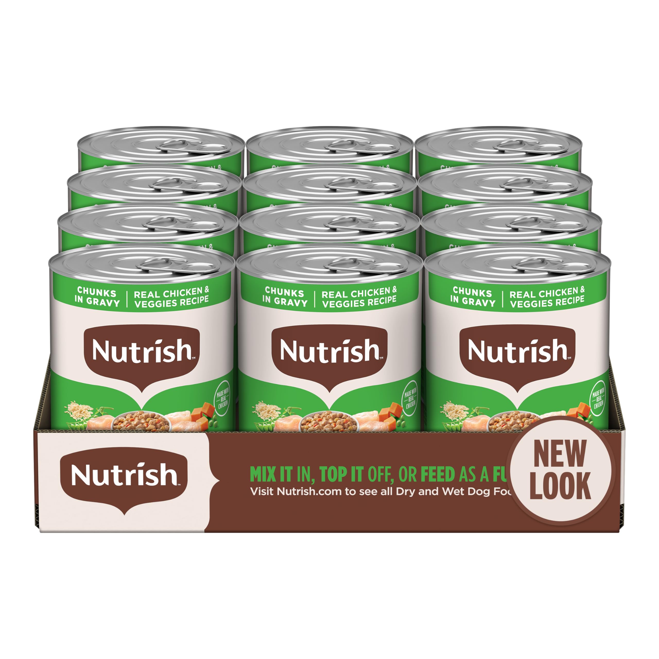 Nutrish lata frontal mostrando diseño y beneficio de ingredientes reales