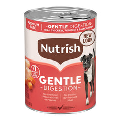 Nutrish lata abierta servida en un plato, lista para alimentar al perro