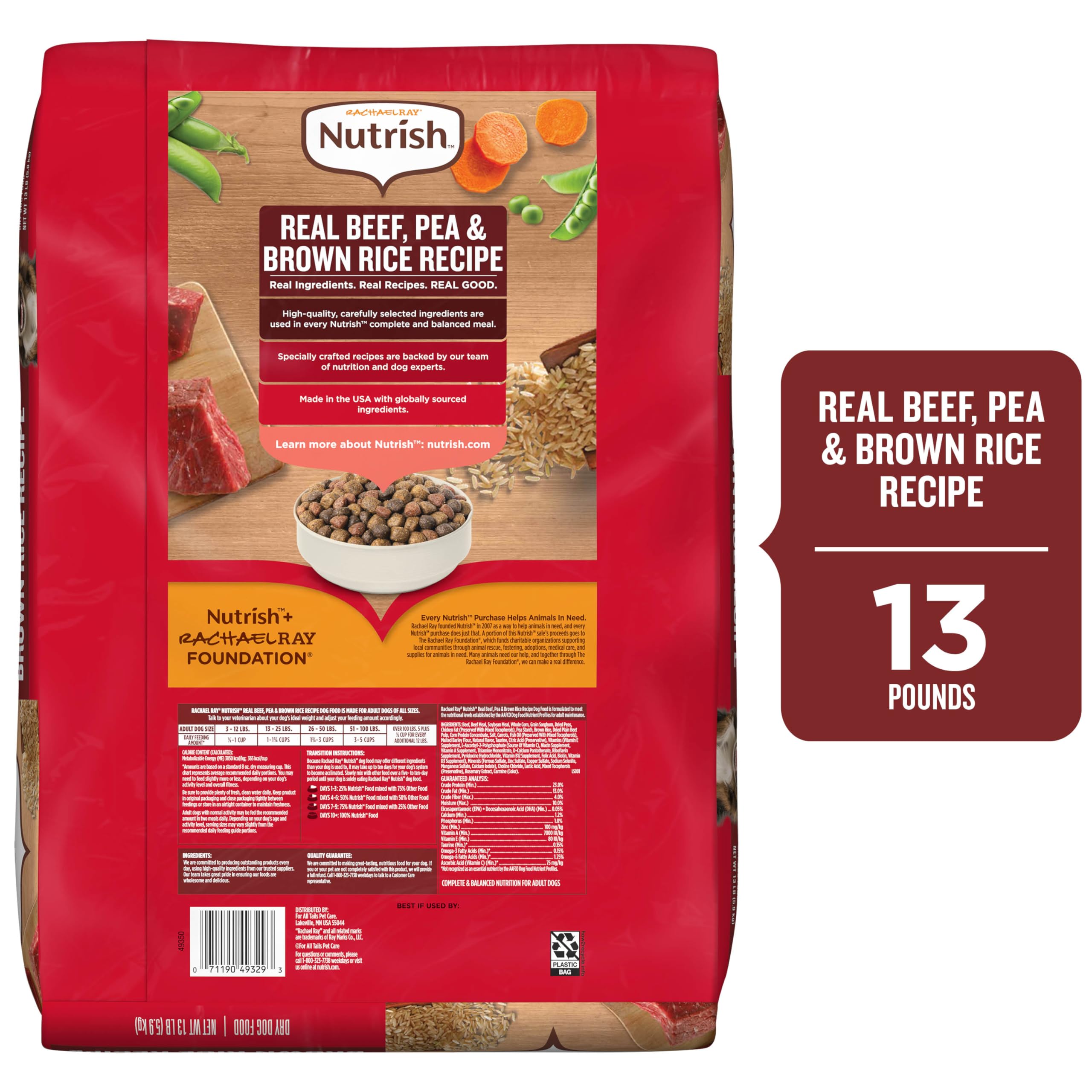 Nutrish textura de la mezcla con carne de res real y granos