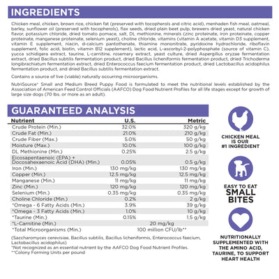 NutriSource chicken meal and rice ingredients highlighting protein and gentle grains