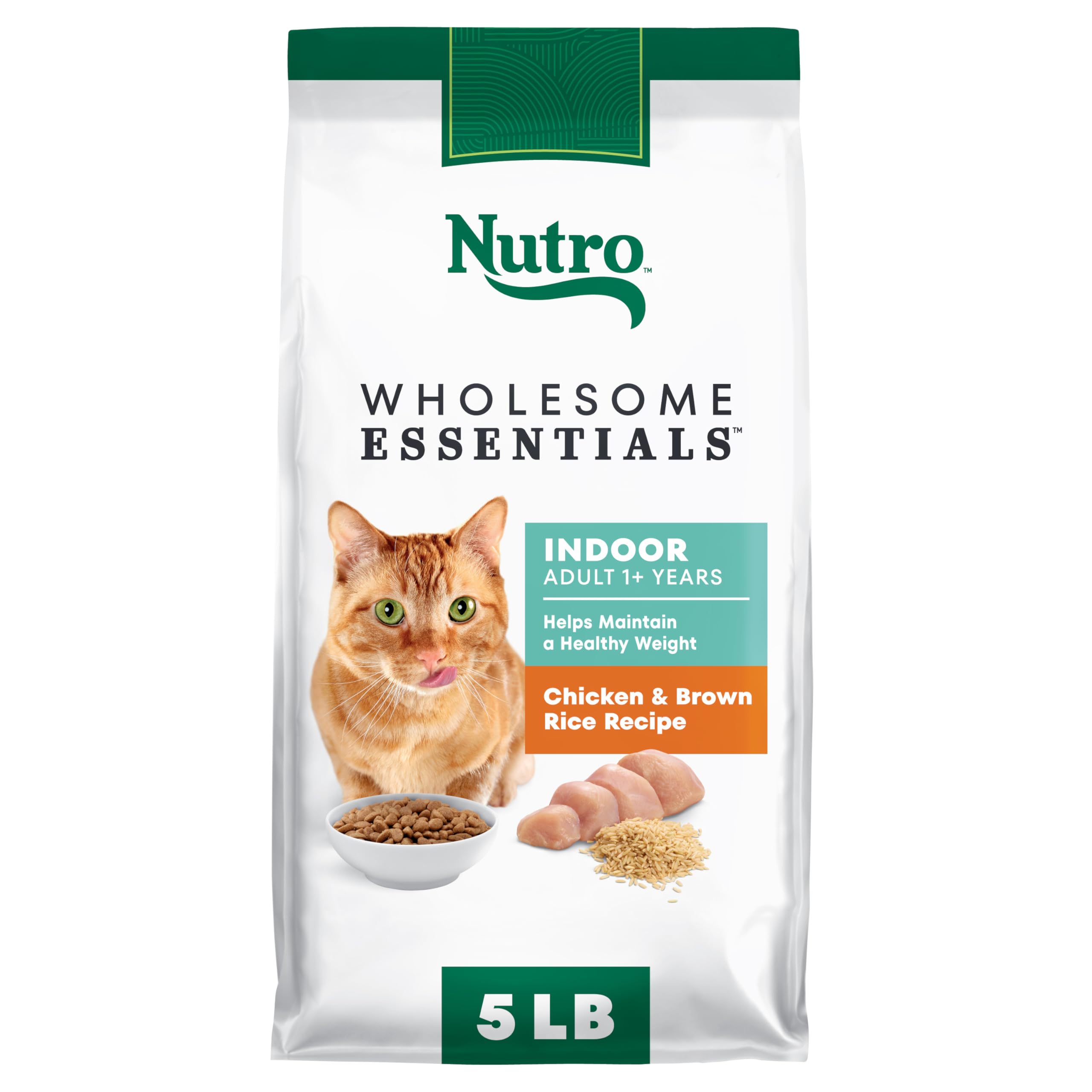 Nutro empaque frontal con pollo y arroz, claro beneficio de nutrición