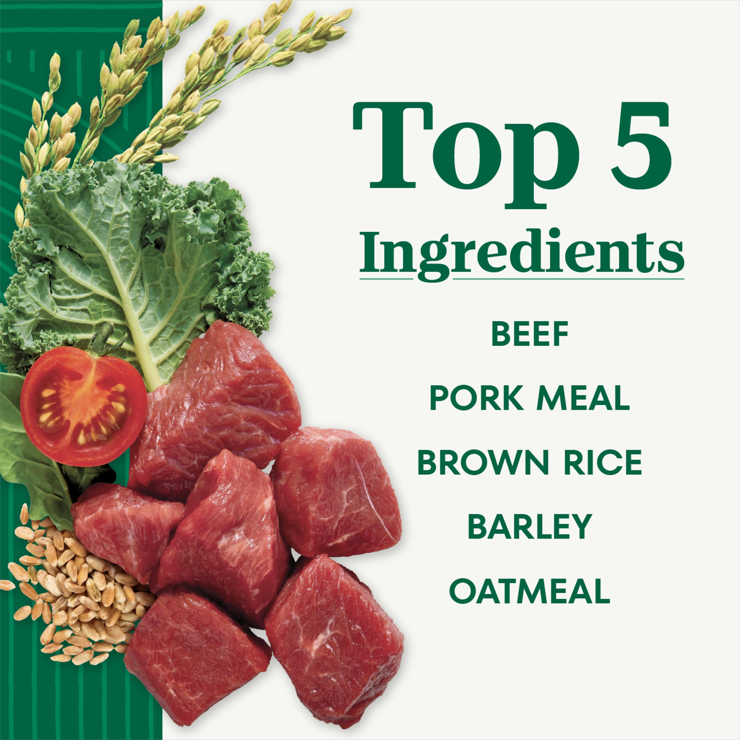 Nutro etiqueta de ingredientes visible con lista y beneficios nutricionales