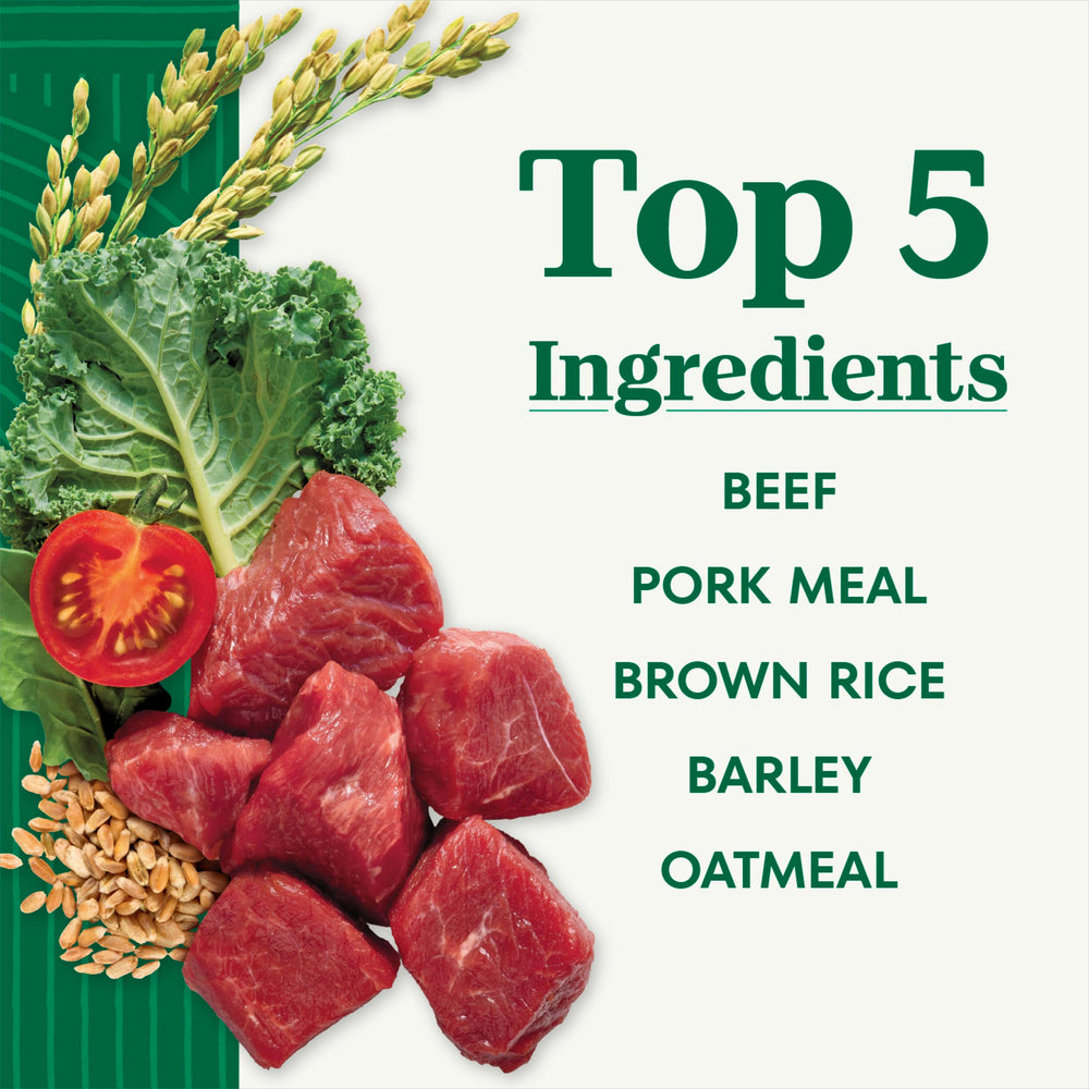 Nutro etiqueta de ingredientes visible con lista y beneficios nutricionales