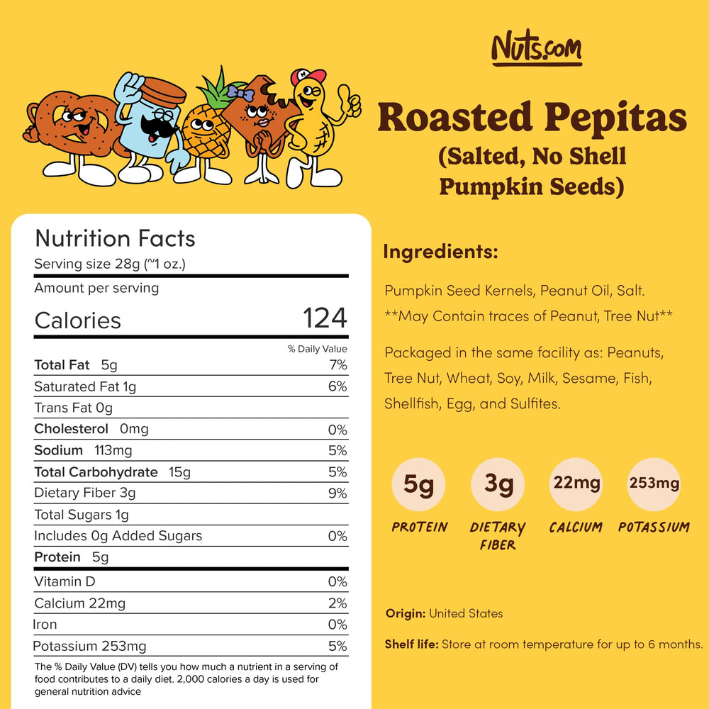 Nuts.com primer plano de textura crujiente de pepitas, ideal para topping