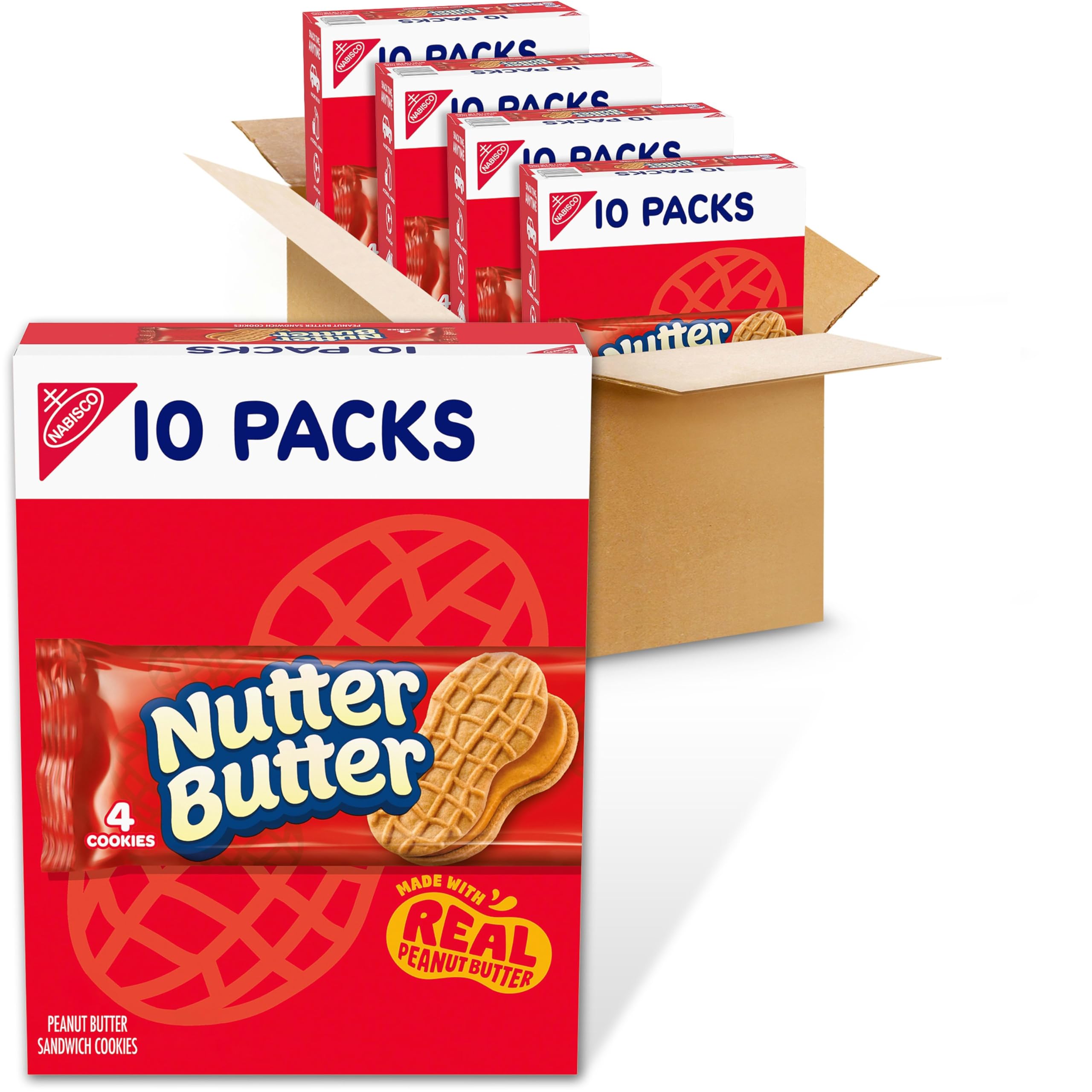 Nutter Butter frontal packaging mostrando cajas y beneficios de portabilidad